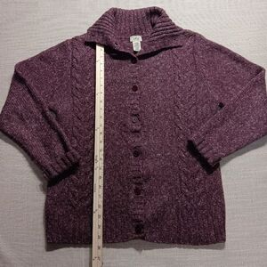 L.L.Bean Women's Cardigan Sweater, Maroon color, Large, Great condition